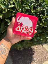 Load image into Gallery viewer, Handmade Resin Delta Sigma Theta Sorority Coaster – Crimson &amp; Cream Pride
