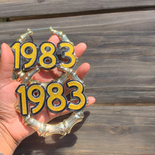 Load image into Gallery viewer, Statement Bamboo Earrings with Your Birth Year - Customizable Design
