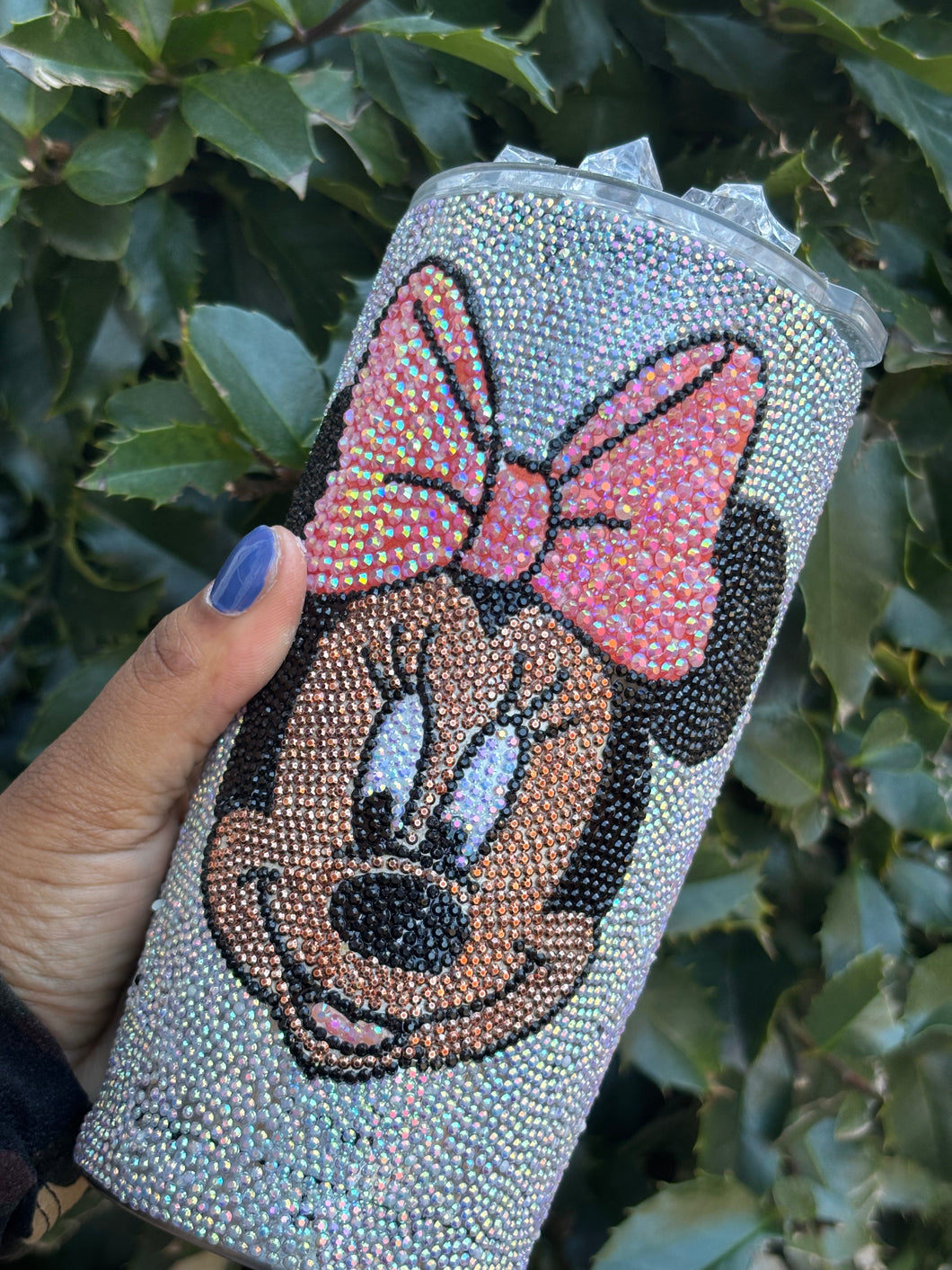 Sparkly Minnie Mouse Cup with Faux Ice Lid - 18.5 Oz Stainless Steel
