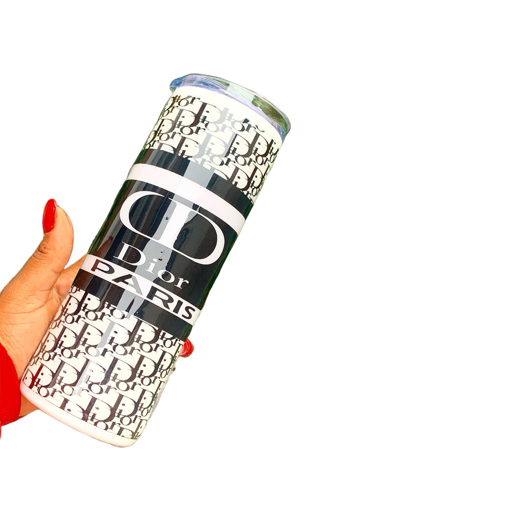 Stylish Dior Inspired Tumbler Cup | Handcrafted with Permanent Vinyl and Epoxy Resin for Long-Lasting Use