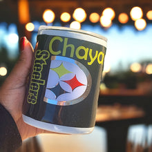 Load image into Gallery viewer, Personalized Pittsburgh Steelers Tumbler Cup | Custom Name Option | Vinyl &amp; Resin Covered for Durability
