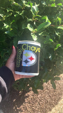 Load and play video in Gallery viewer, Personalized Pittsburgh Steelers Tumbler Cup | Custom Name Option | Vinyl &amp; Resin Covered for Durability
