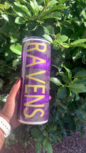 Load and play video in Gallery viewer, Customizable Baltimore Ravens Tumbler Cup - Durable Design with Name Addition - Vinyl &amp; Epoxy Resin
