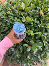Load image into Gallery viewer, Designer Inspired Navy Blue Rhinestone Wine Glass Tumbler with Blue &#39;Fake Ice&#39; Lid
