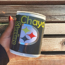 Load image into Gallery viewer, Personalized Pittsburgh Steelers Tumbler Cup | Custom Name Option | Vinyl &amp; Resin Covered for Durability

