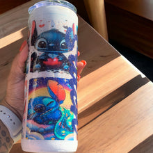 Load image into Gallery viewer, Handcrafted Stitch Inspired Tumbler Cup with Glitter Epoxy - Perfect Gift Idea
